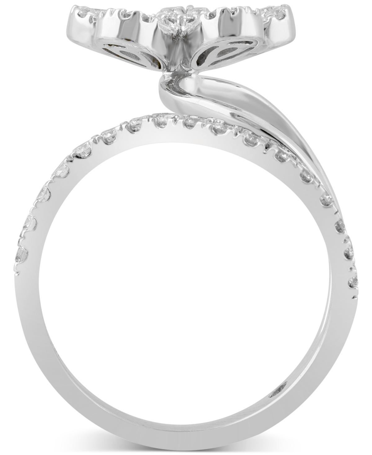 Macy's Diamond Round & Baguette Flower Statement Ring (1 Ct. T.w.) In 14k White Gold In White Gold