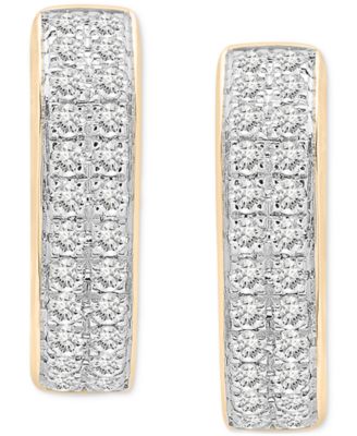 Diamond Double Row Huggie Hoop Earrings (1/2 ct. t.w.), in Sterling Silver or 14k Gold-Plated Sterling Silver, Created for Macy's