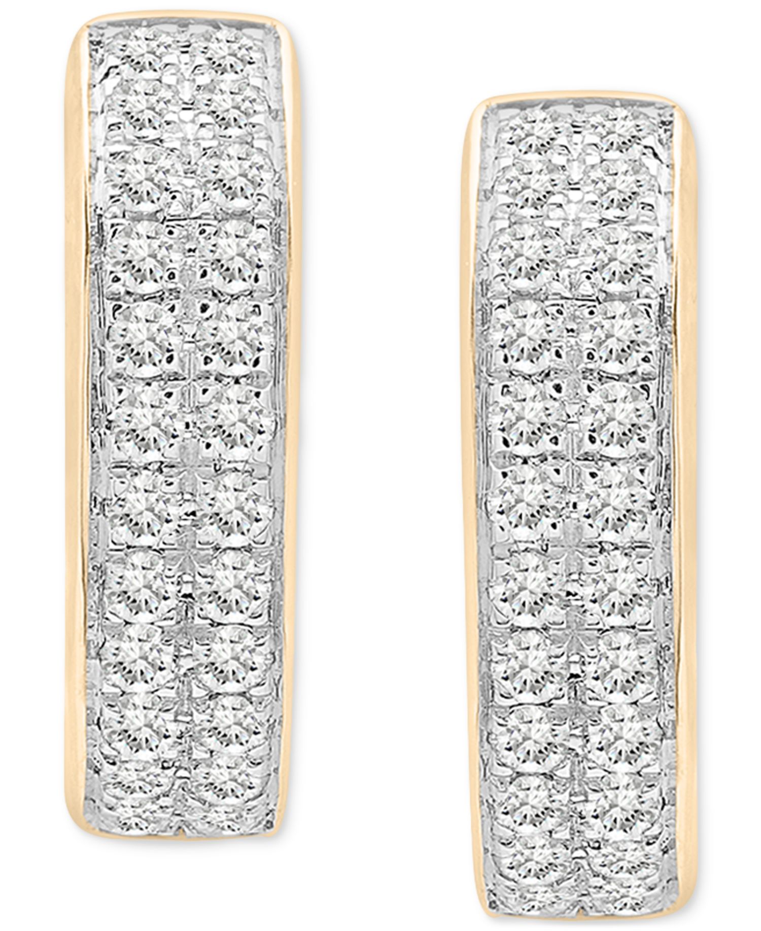 Diamond Double Row Huggie Hoop Earrings (1/2 ct. t.w.), in Sterling Silver or 14k Gold-Plated Sterling Silver