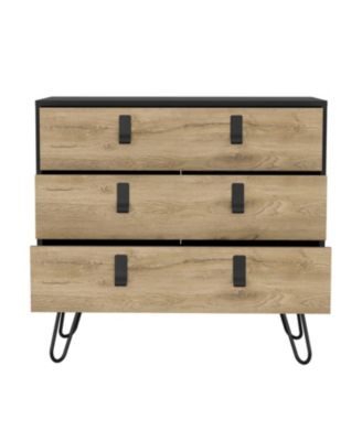 Huna Dresser 29" H, 3-Drawer organiser, Modern Chest of Drawers with Hairpin Legs and Metal Accents