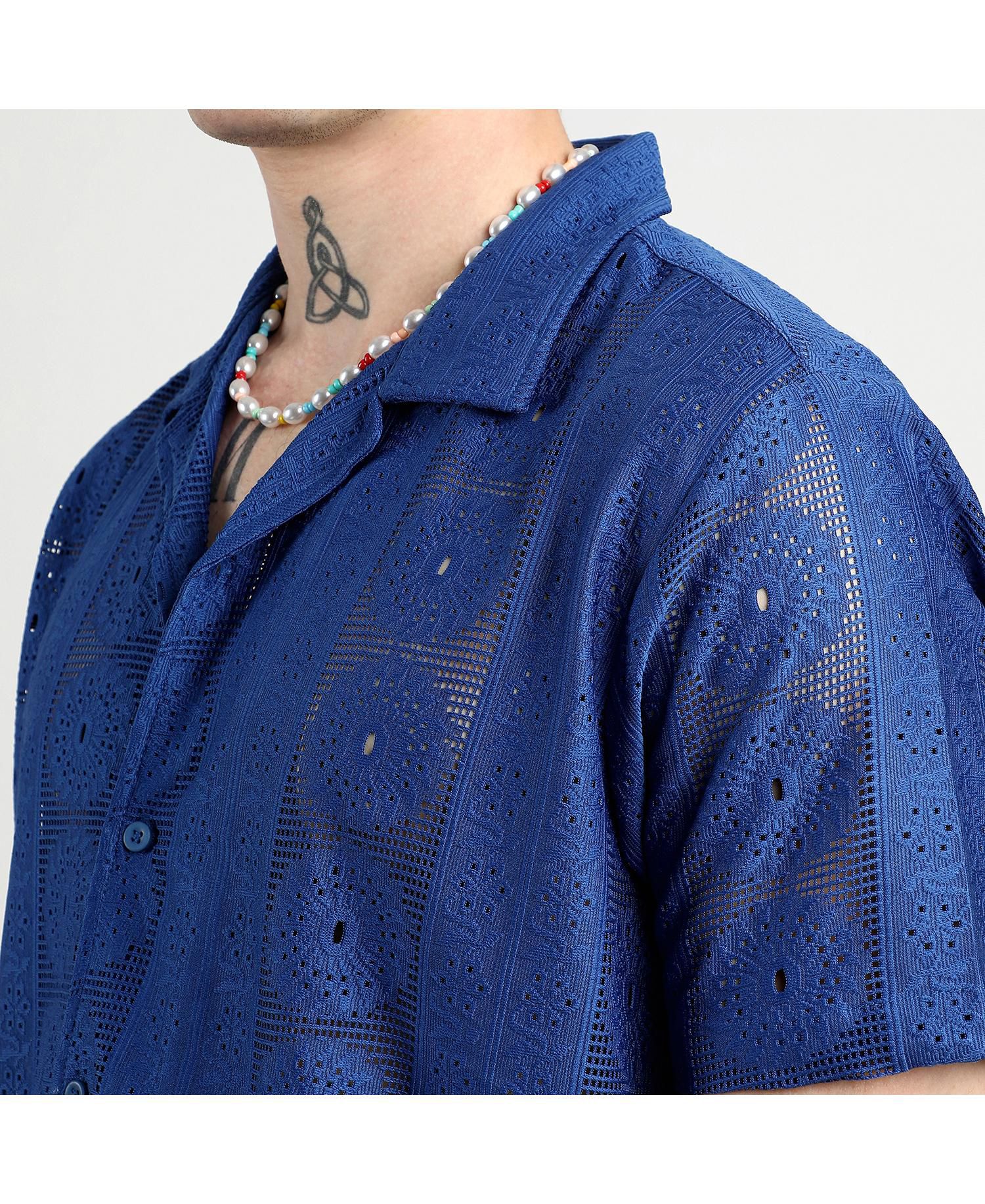 Men's Indigo Blue Mandala Shirt
