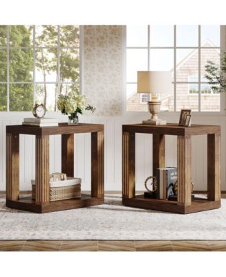 Tribesigns End Table Set of 2 for Living Room, 2-Tier Rectangle