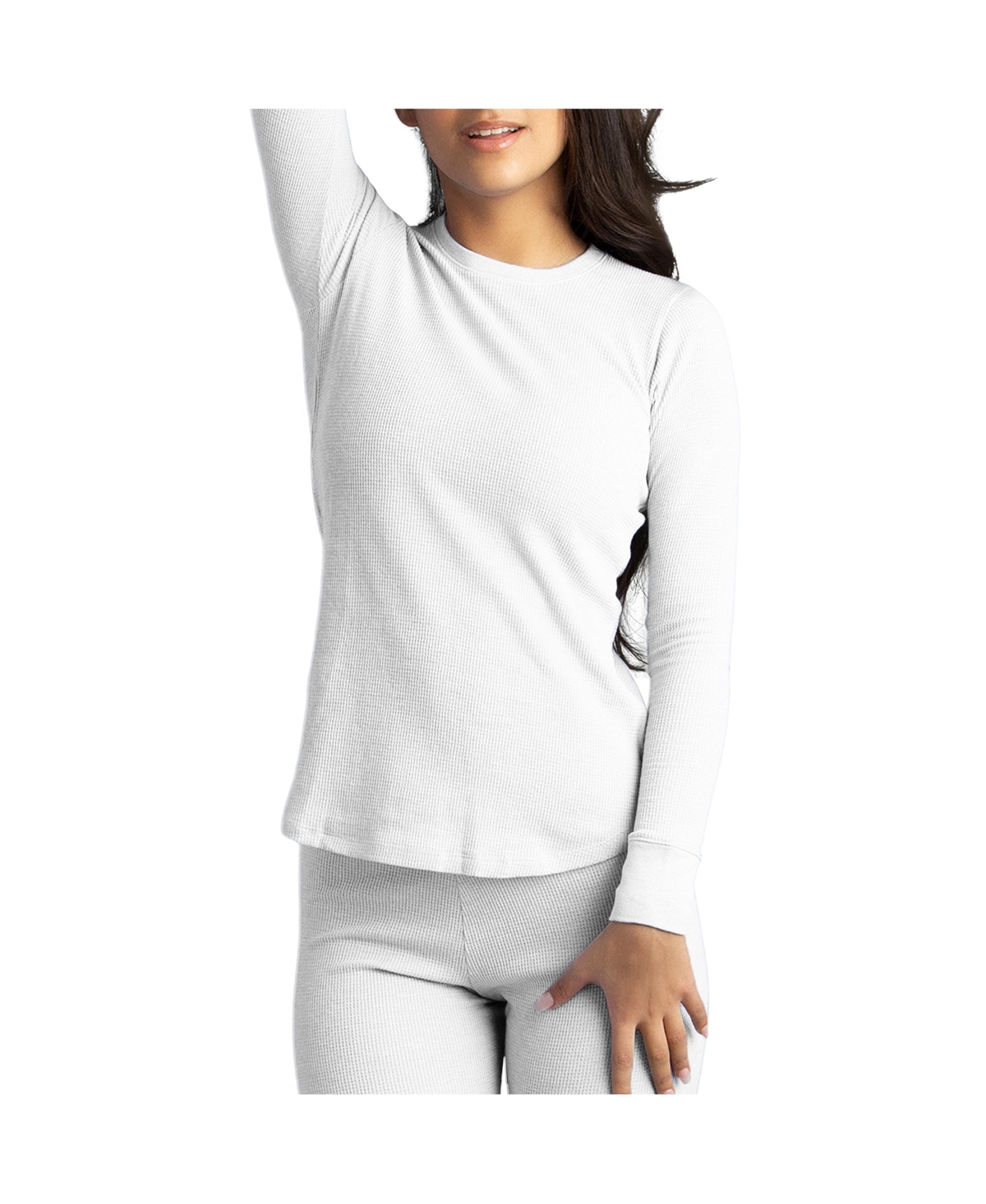 Women's Waffle Long Sleeve Thermal Crew - Glacier