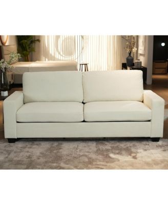 83" Beige Corduroy Sofa Comfy 3-Seater with Deep Seat, Removable Cushions & Sleeper Function, Ideal for Living Room or Apartment