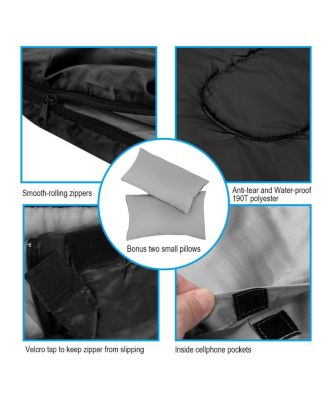 Double 2 Person Sleeping Bag Waterproof w/ 2 Pillows Camping Queen Size XL