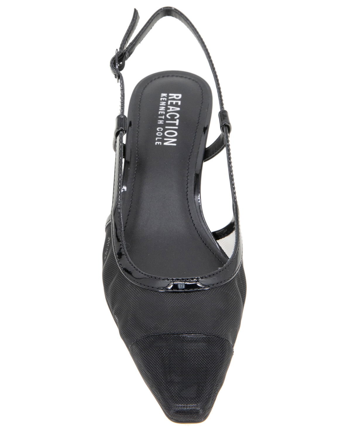 Kenneth Cole Reaction Rl24mgm01 Womens Faux Leather Trim Mesh Slingback Heels In Black Mesh