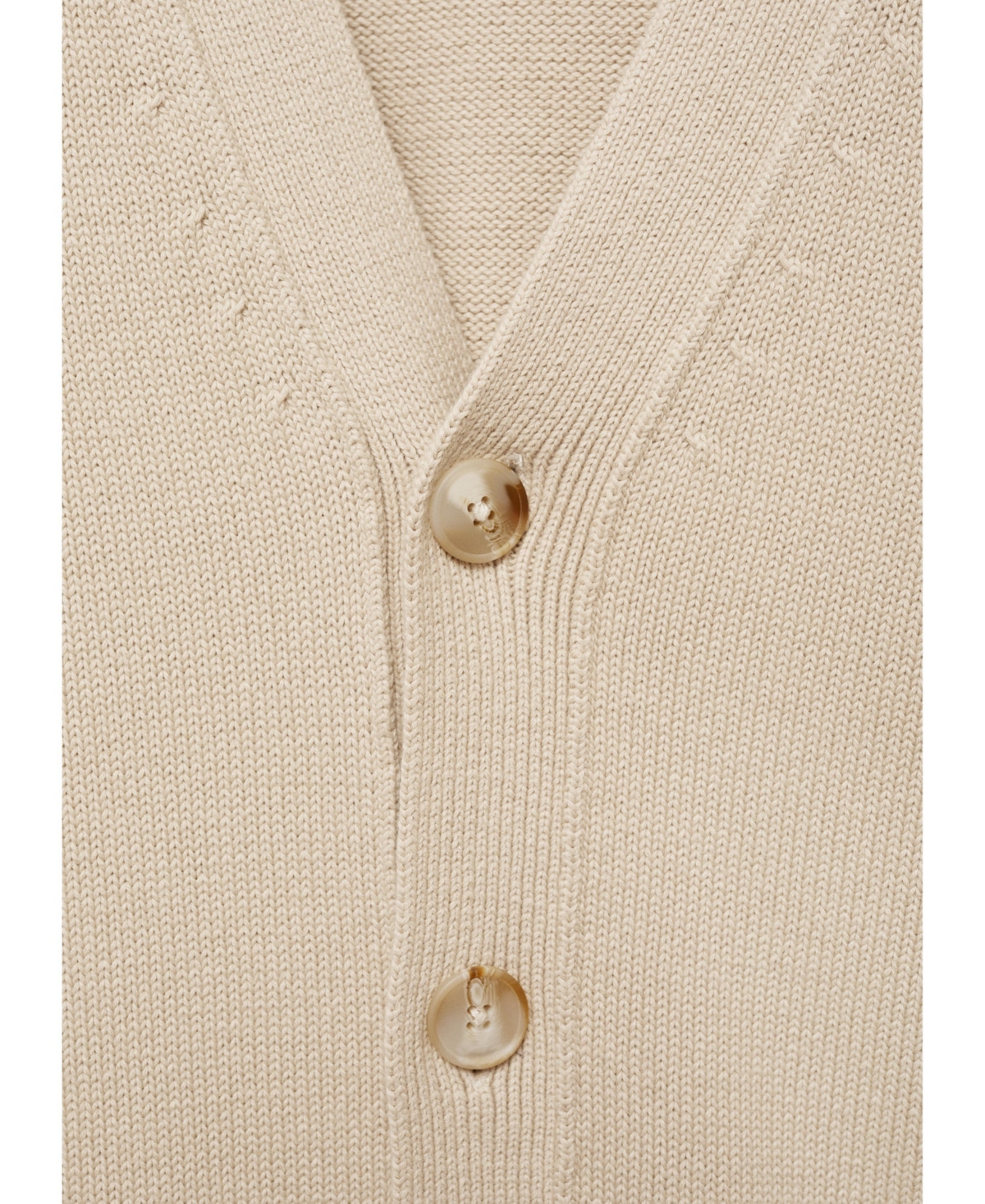 Mango Men's Buttons Detail Knitted Cotton Cardigan -Pastel Gray