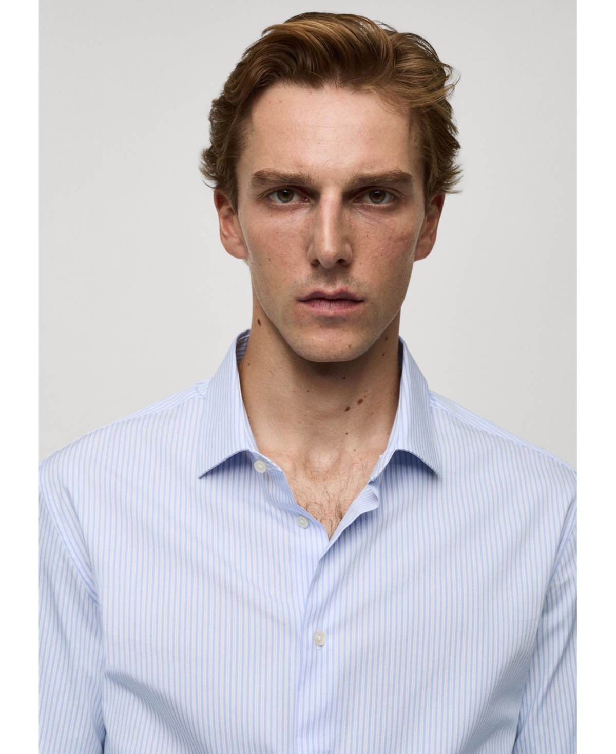 Mango Men's Fine-Striped Cotton Shirt