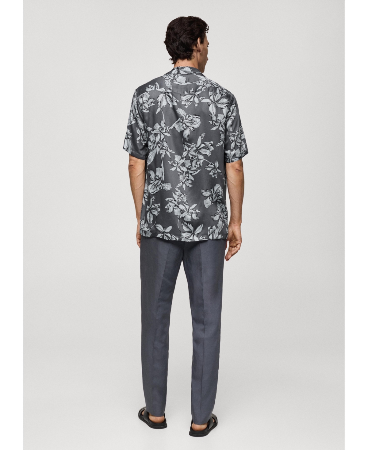 Mango Men's Hawaiian-print Shirt In Charcoal