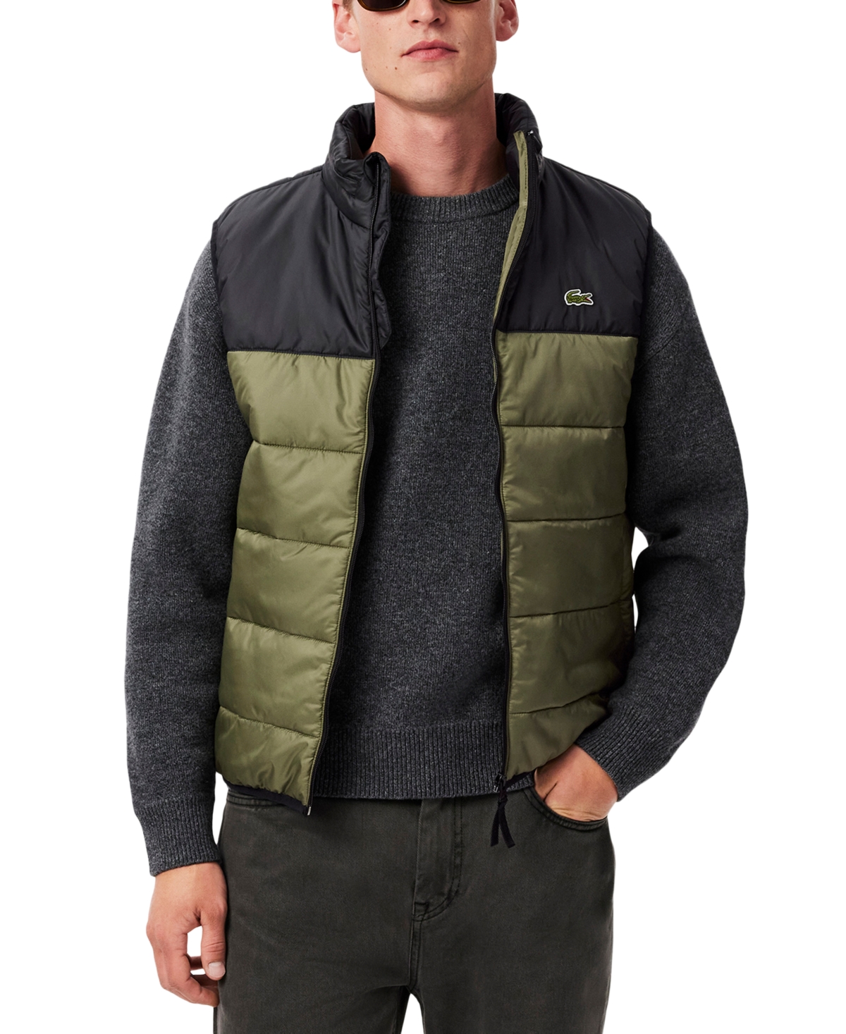 Lacoste Men's Water-repellent Puffer Vest - 48 - S/m In Green
