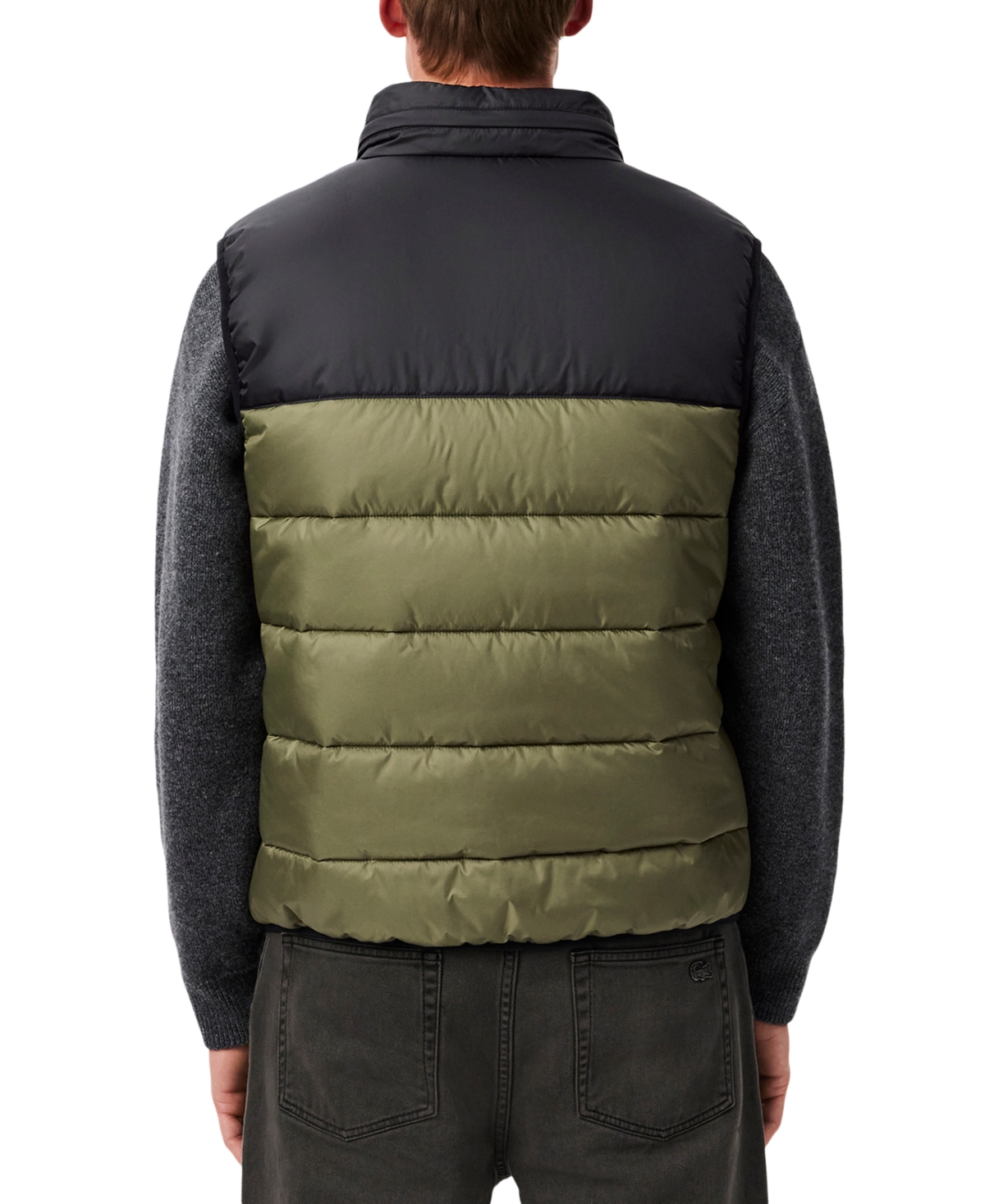 Lacoste Men's Water-repellent Puffer Vest - 48 - S/m In 3hk - Khaki,black
