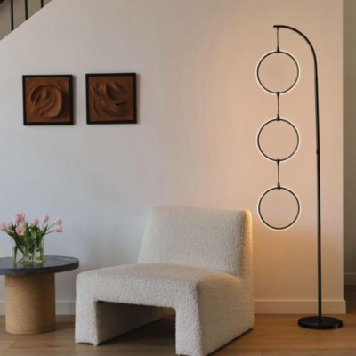 Nova 74" Dimmable LED Floor Lamp with Hanging Ring Lights