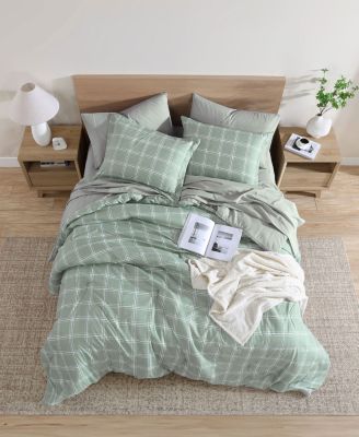 Grid Plaid Reversible 7-Pc. Comforter Set, King
