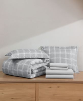 Grid Plaid Reversible 7-Pc. Comforter Set, Queen