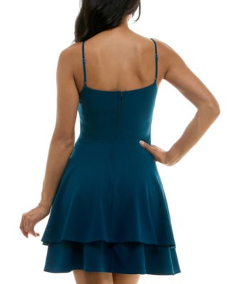 Juniors' Ruched Tiered Fit & Flare Dress