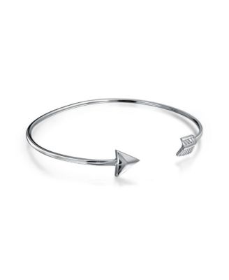 Delicate Minimalist Thin Stackable Cupids Arrow Tips Bangle Cuff Bracelet .925 Sterling Silver