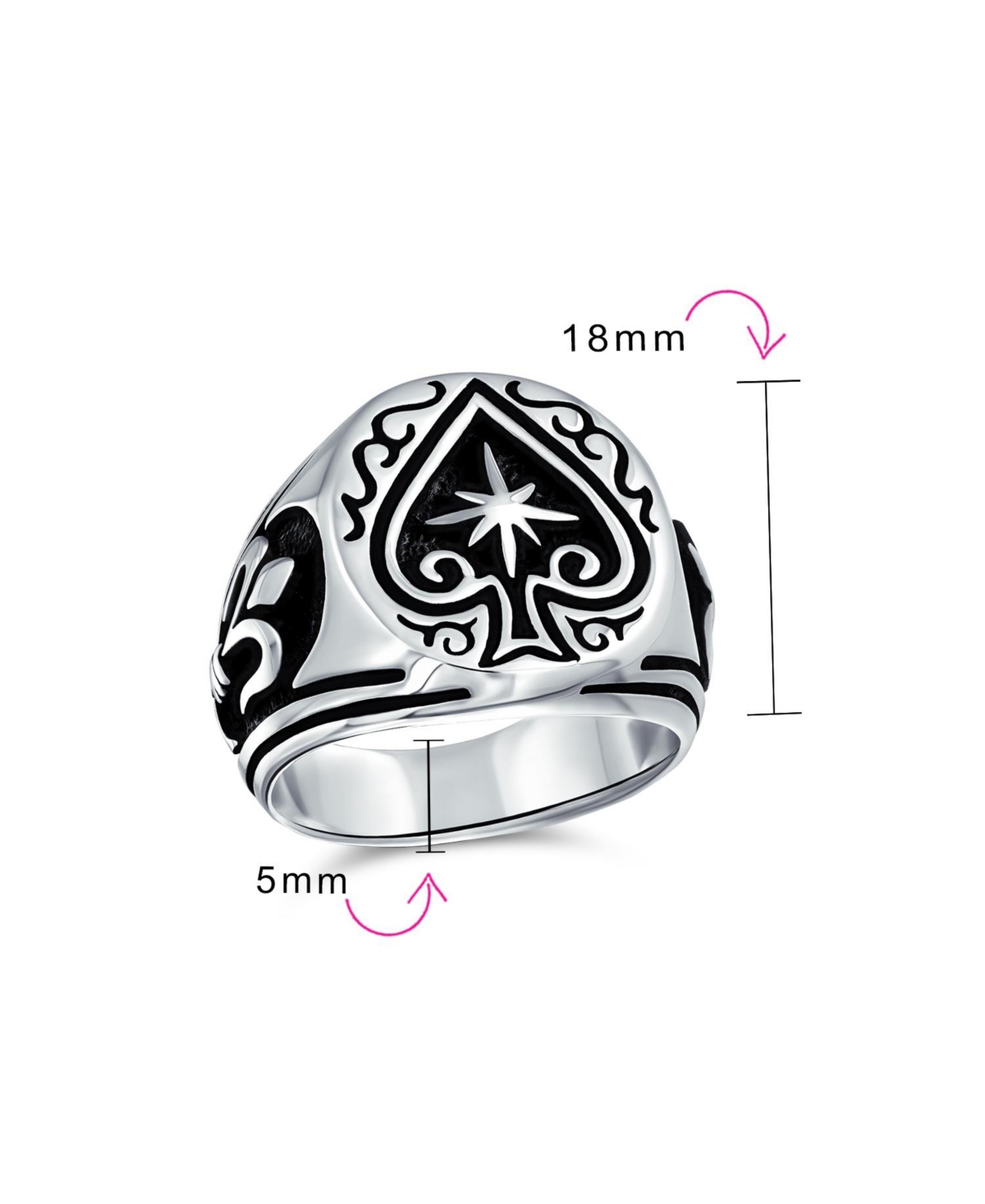 Bling Jewelry Large Good Luck Black Ace Of Spade Ring .925 Sterling- Silver