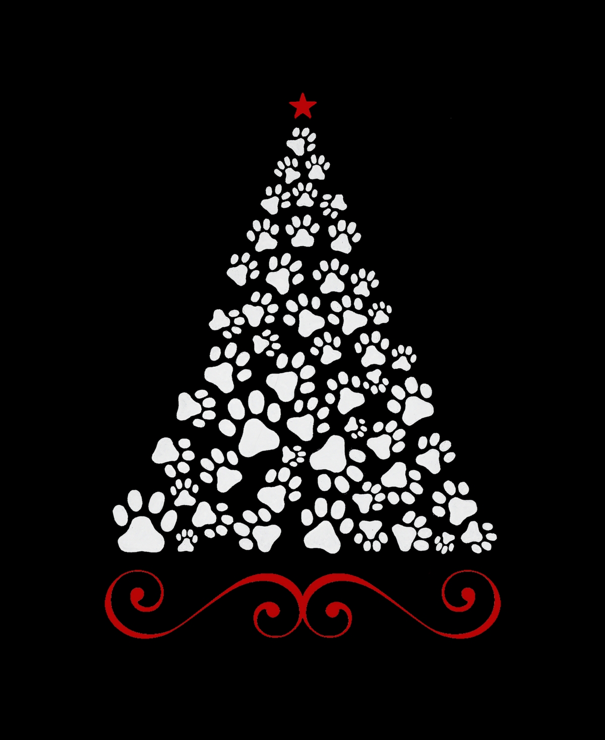 LA POP ART WOMEN'S PAW CHRISTMAS TREE ART CREWNECK SWEATSHIRT 