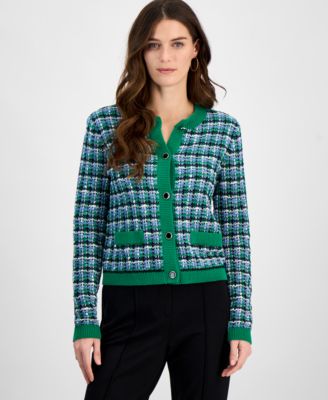 T Tahari - Women's Long-Sleeve Crewneck Knit Cardigan