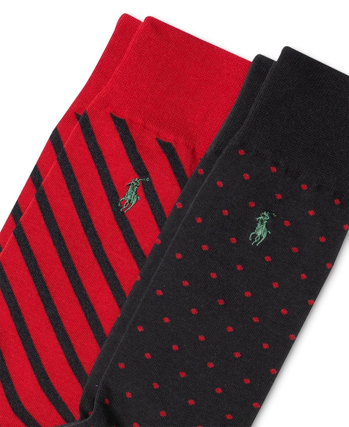 Polo Ralph Lauren Men's Dot & Stripe Slack Socks, 2-Pack -Black