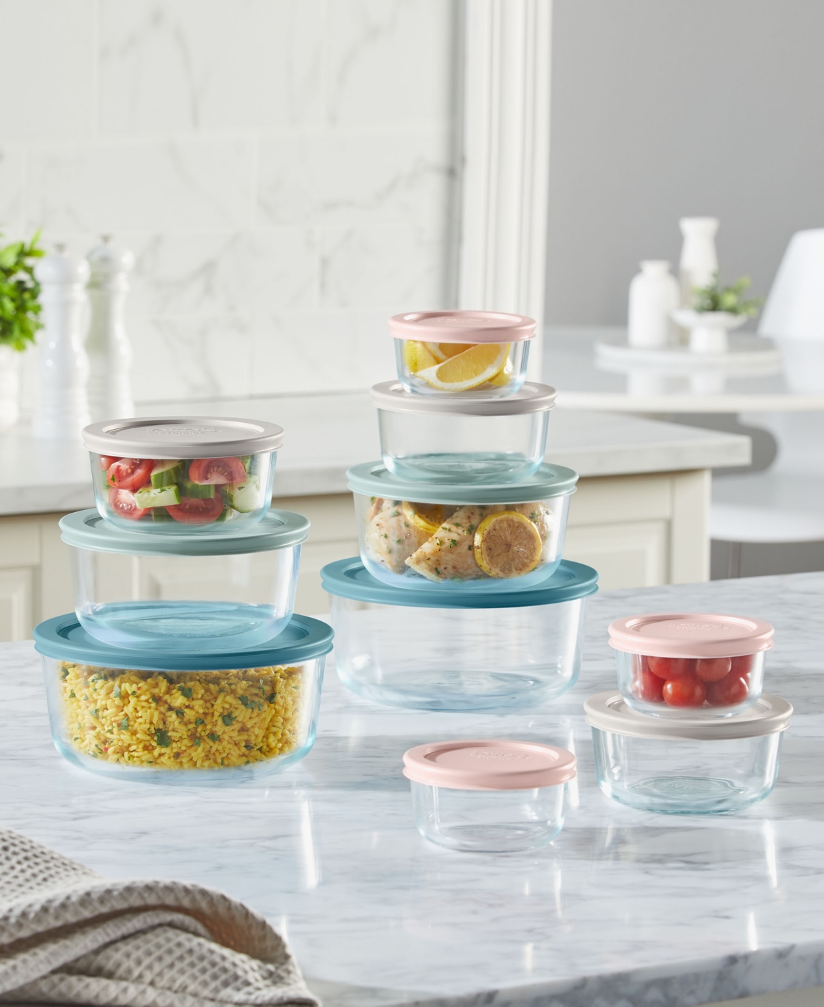 PYREX SIMPLY STORE 20-PIECE ROUND GLASS STORAGE SET 