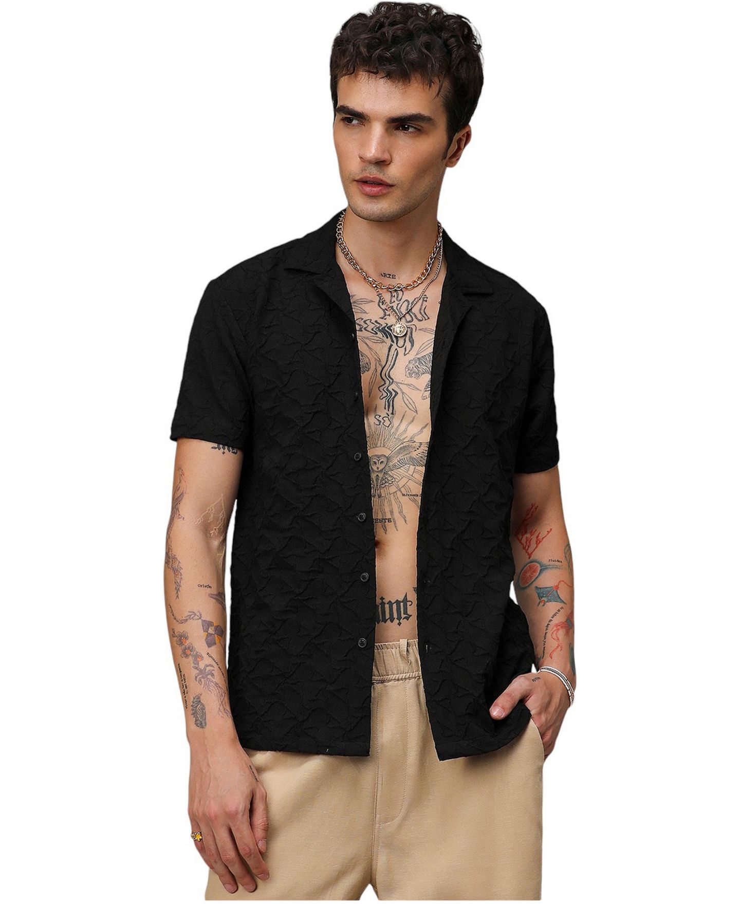 Мужская рубашка Cahoot Campus Sutra Onyx Black Crumble Textured, цвет: Чёрный — фото 1