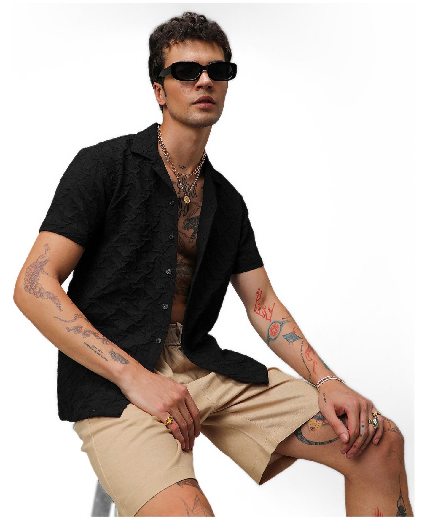 Мужская рубашка Cahoot Campus Sutra Onyx Black Crumble Textured, цвет: Чёрный — фото 6