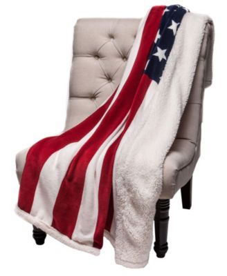 Premium Patriotic US Flag Print Sherpa Throw Blanket - Lightweight Microfiber for Couch and Bed - Great Gift for Veteran, Friend, Men, Women, Proud American House (King)