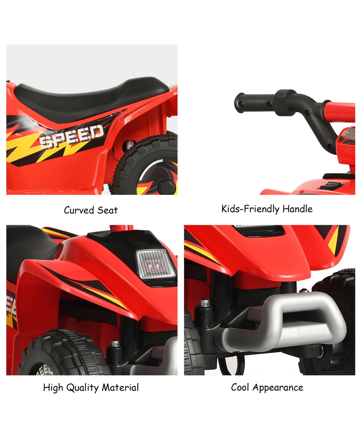 Costway 6V Kids Electric Quad Atv 4 Wheels Ride On Toy Toddlers Forward&Reverse