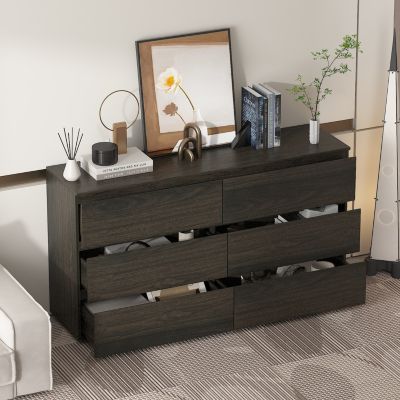 6-Drawers Wood Chest of Drawer Cabinet Organizer Dresser