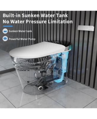 Smart Toilet Bidet with Tank Built in, Auto Open Close Lid, Foot Sensor, Heated Seat, Warm Water Sprayer & Dryer, Aromatherapy System, Modern Toilet with LED Nightlight