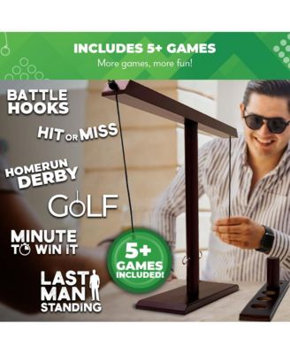 Battle Hooks - XL 2 Player Hook and Ring Game with Shot Ladder - 5+ Games Included - 20 Second Set Up - Ring Toss Game