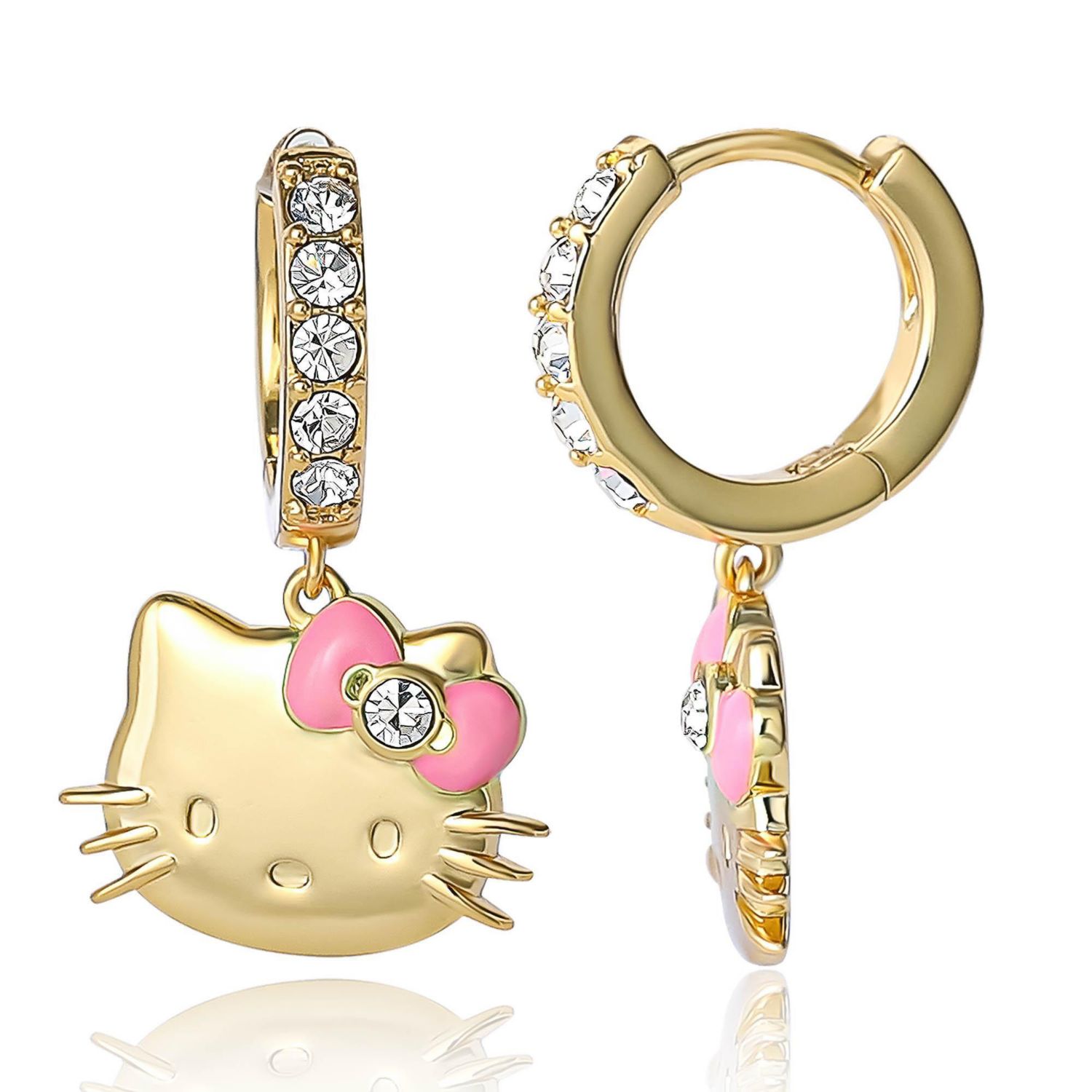 Sanrio Pave Charm Dangle Hoop Earrings