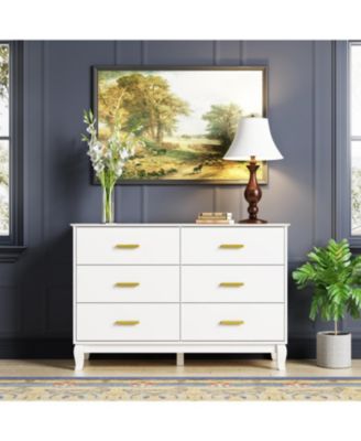 Wooden Accent Storage Cabinet with 6 Large Drawers