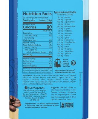Warrior Blend Protein, Plant-Based Organic Protein Powder, Mocha, Sunwarrior, 750gm