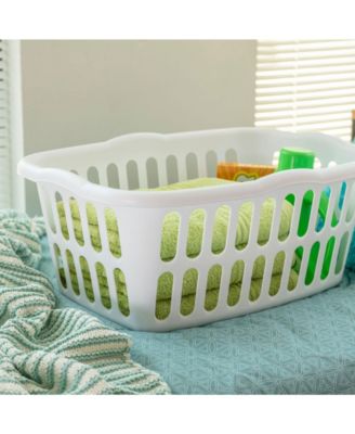 1.5 Bushel Rectangular Plastic Laundry Basket Bins, White, 12 Pack