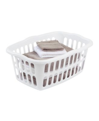 1.5 Bushel Rectangular Plastic Laundry Basket Bins, White, 12 Pack