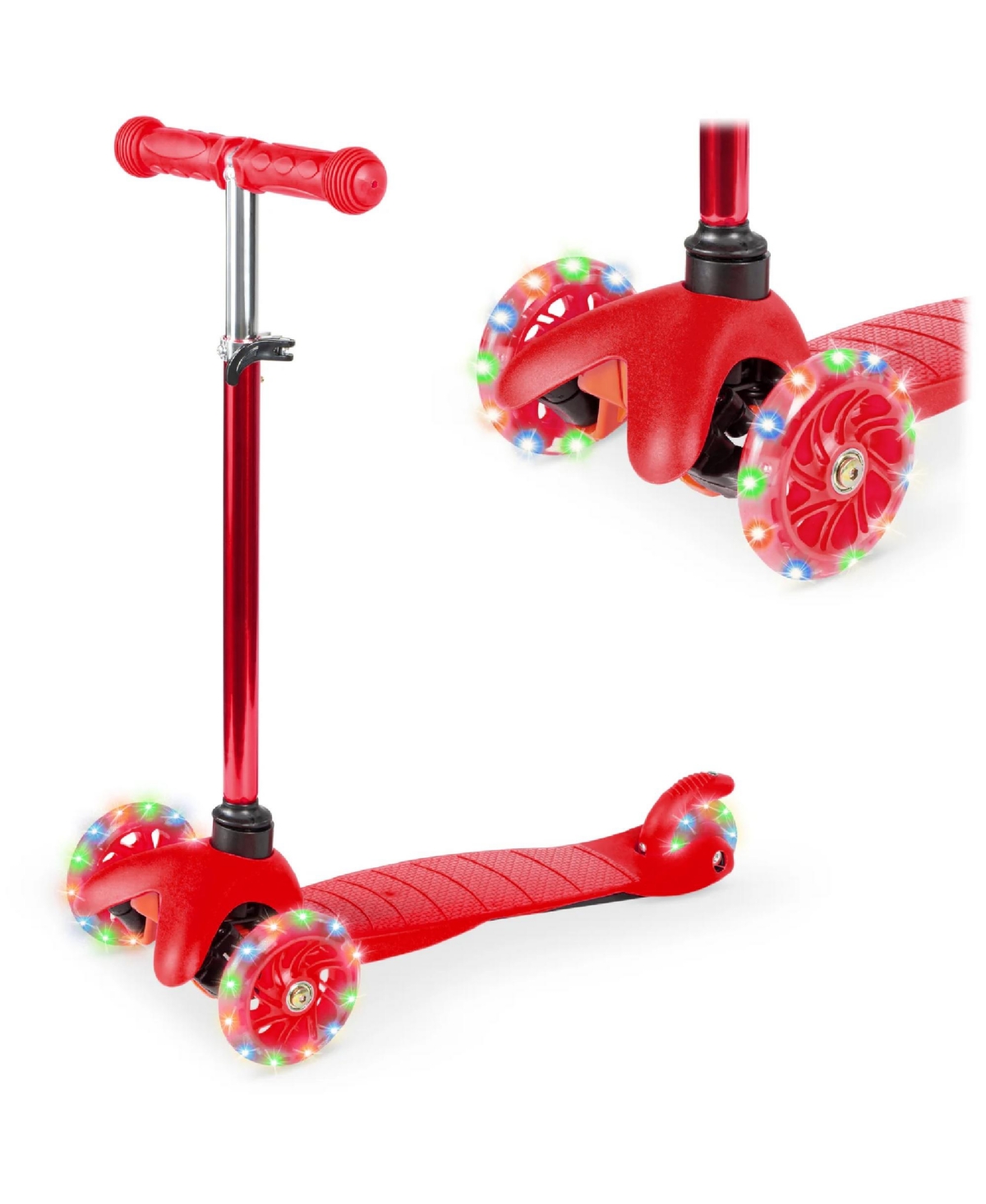Best Choice Products Kids Mini Kick Scooter Toy w/ Light-Up Wheels and Height Adjustable T-Bar