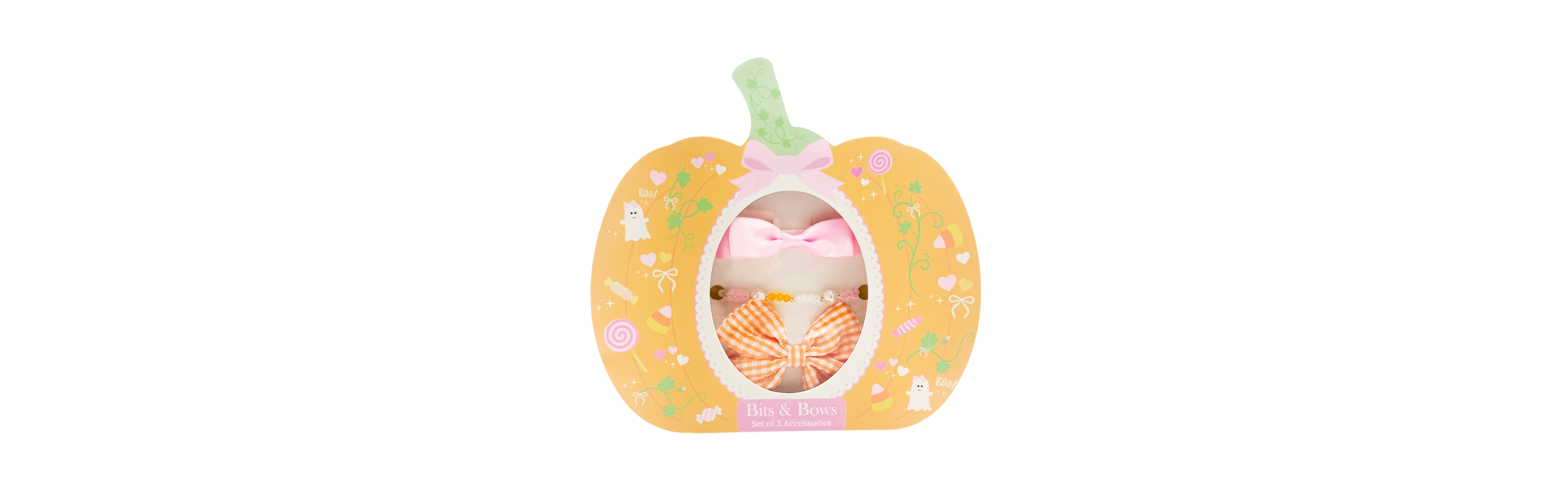 Bits & Bows Girls Girls Pumpkin Bows & Bracelet Halloween Gift Set