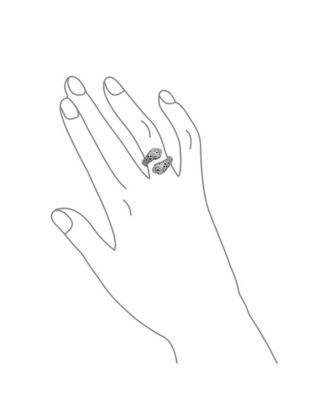 Red Eye Black White Cubic Zirconia CZ Fashion Leopard Panther Cat Statement Bypass Ring Rhodium Plated Brass