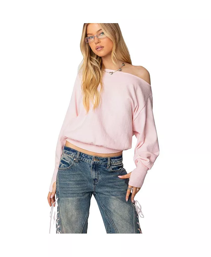Women's Off Shoulder Oversized Sweater - thumbnail 7