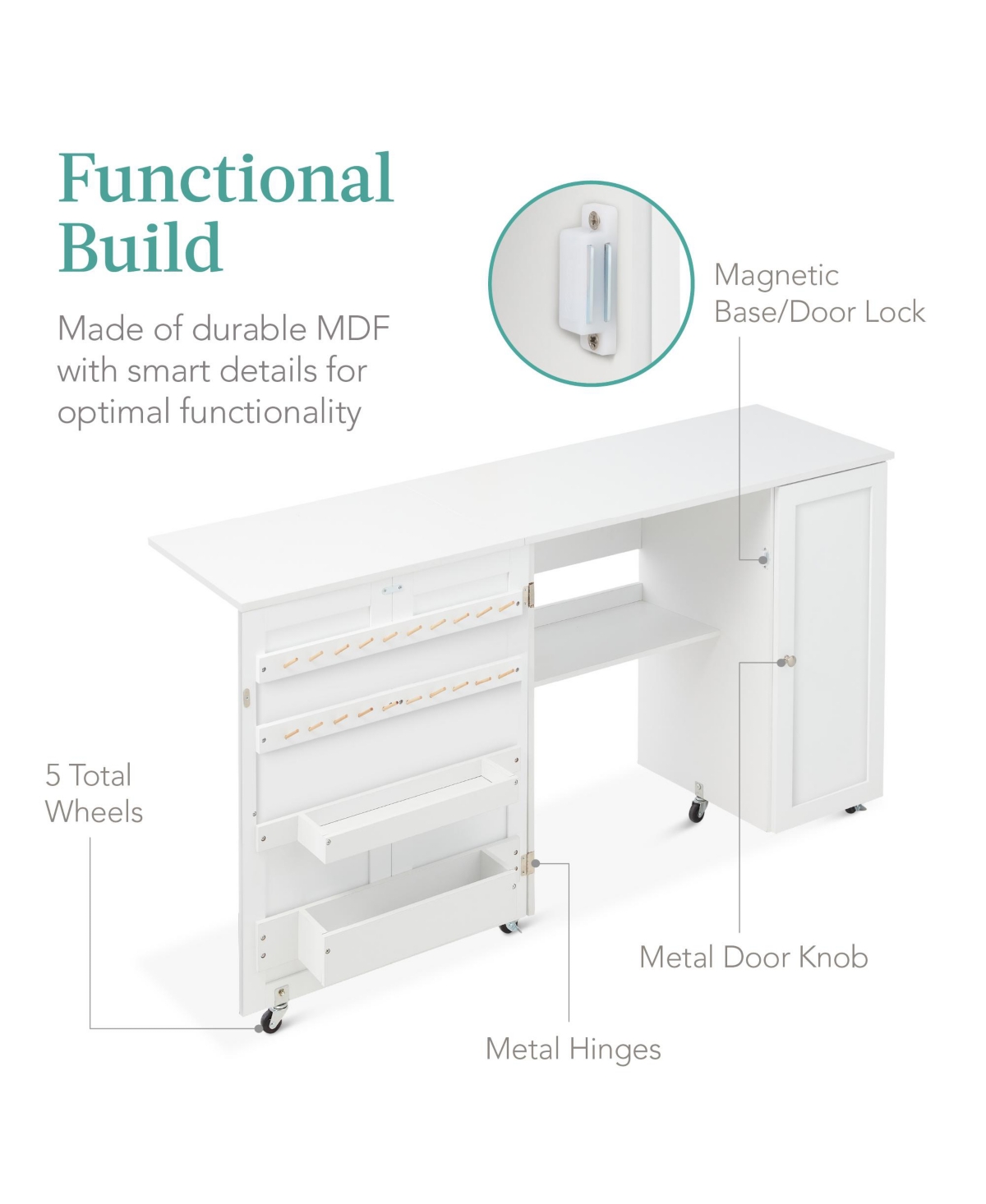 Best Choice Products Portable Multipurpose Folding Sewing Table w/ Magnetic Doors, Craft Storage