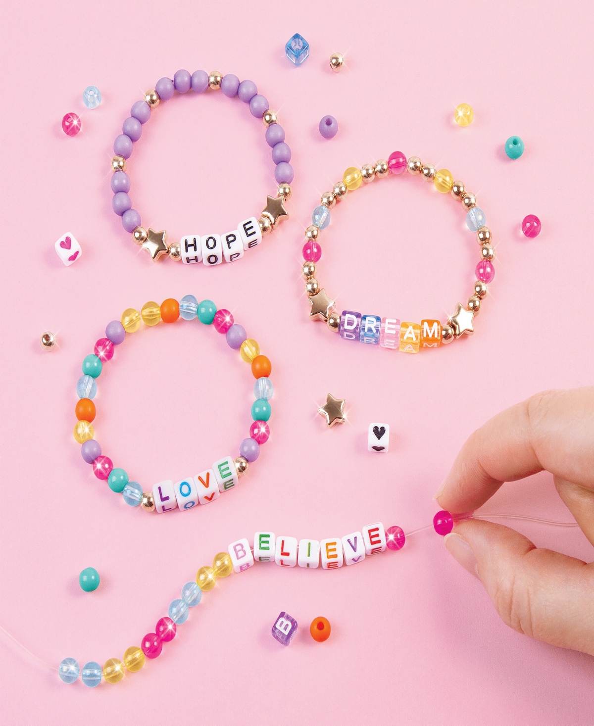Make It Real Say Yes Alphabet Bead Bracelet Set In Multi