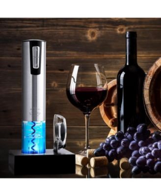 Electric Wine Opener With Charging Base and Foil Cutter - Stainless Steel Automatic Wine Bottle Opener