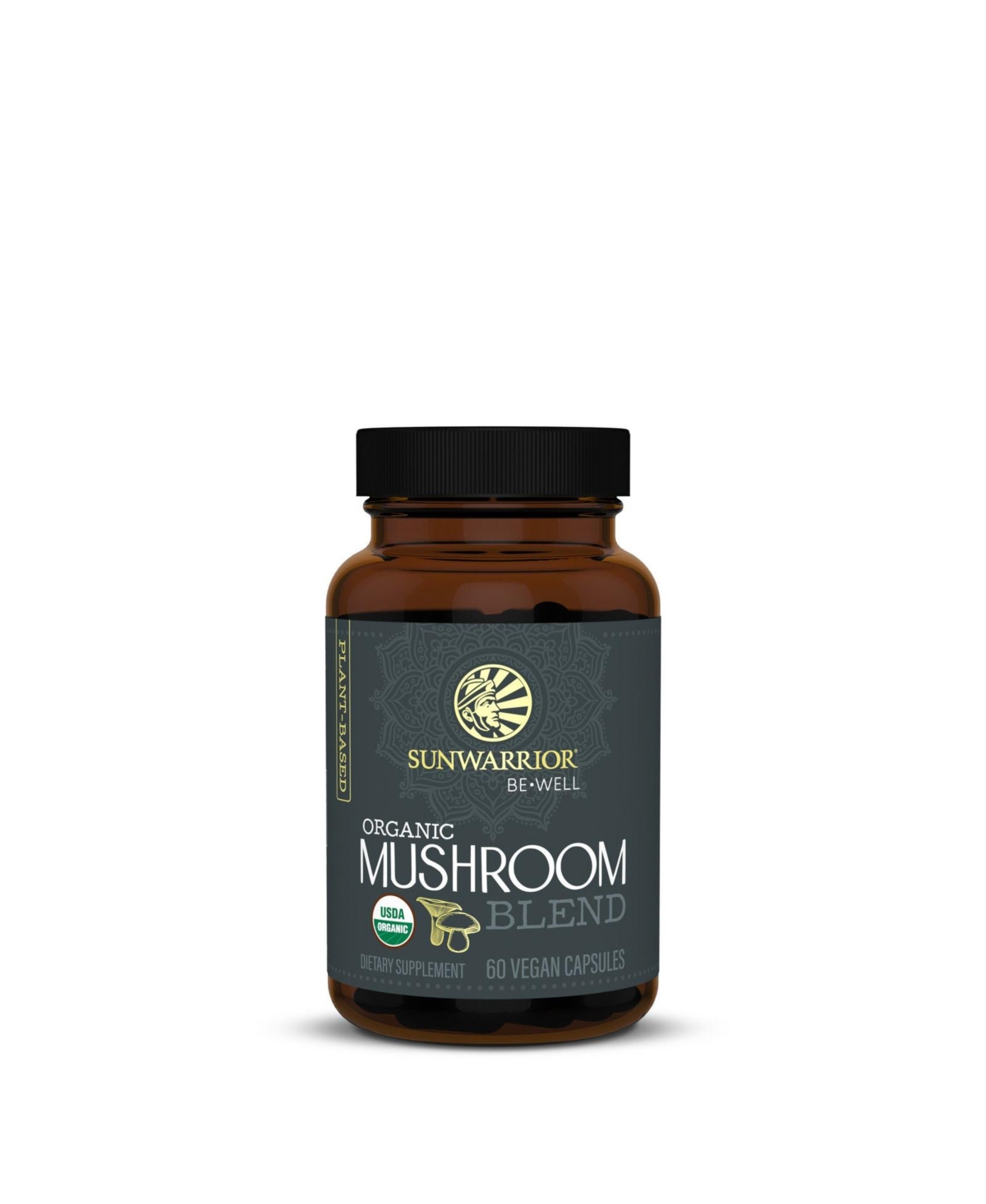 Be Well Organic Mushroom Blend Capsules, Sunwarrior, 60ct - Capsule is clear