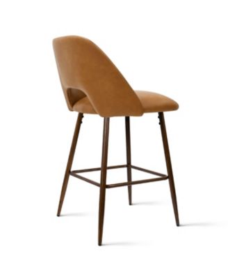 26 Inch Counter Height Stools Set of 2, Armless Industrial Faux Leather Stools with Metal Legs-Maison Boucle