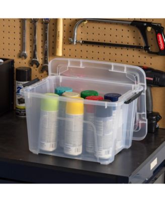 6 Pack 19qt Clear View Plastic Storage Bin with Lid and Secure Latching Buckles