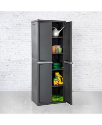 Adjustable 4-Shelf Storage Cabinet With Doors, Gray | 01423V01