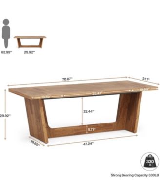 70.87-Inch Executive Computer Desk: Large Home Office Desk with Solid Wooden Pedestal, Industrial Wood Study Writing Table