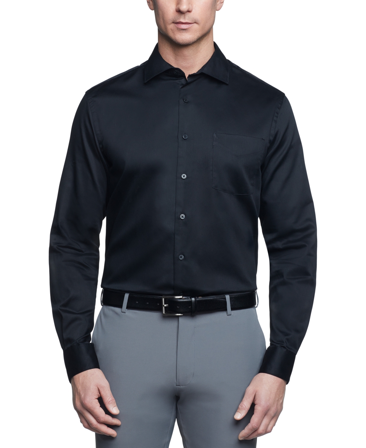 Men's Classic/Regular Fit Stretch Wrinkle Free Sateen Dress Shirt - Red